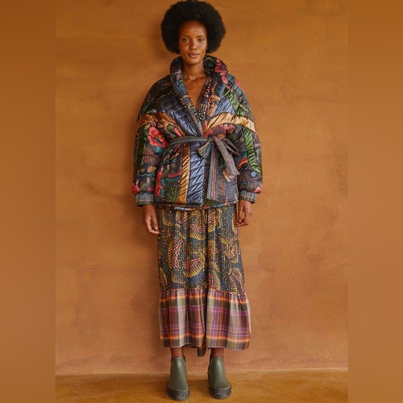 FARM Rio Jackets & Blazers - Farm Rio Black Wild Bananas Metallic Reversible Puffer Jacket